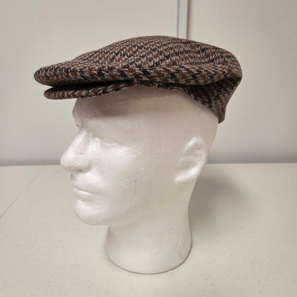 Royal De Luxe Vintage Brown Houndstooth Wool Flat Cap Newsboy Hat